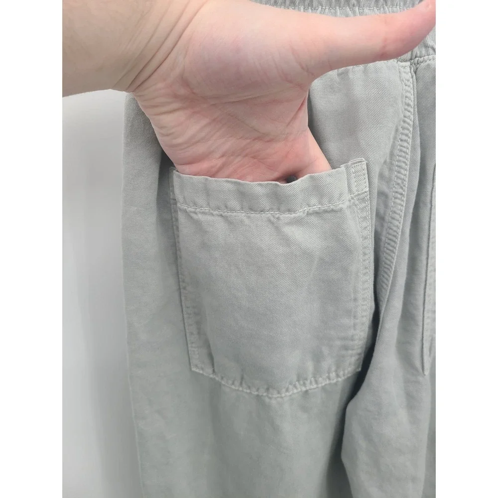 ZARA Linen Blend Joggers Women Pants M Crop Coastal Bohemian Minimalist Beach